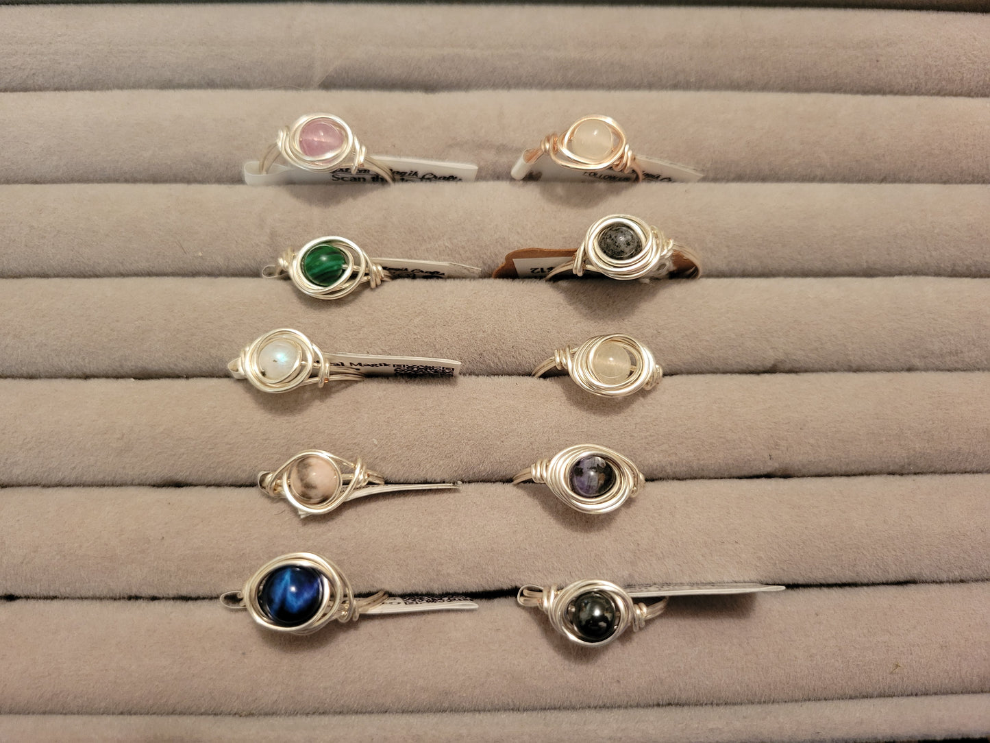 Single Bead Rings, silver tone, Sizes 4 to 8