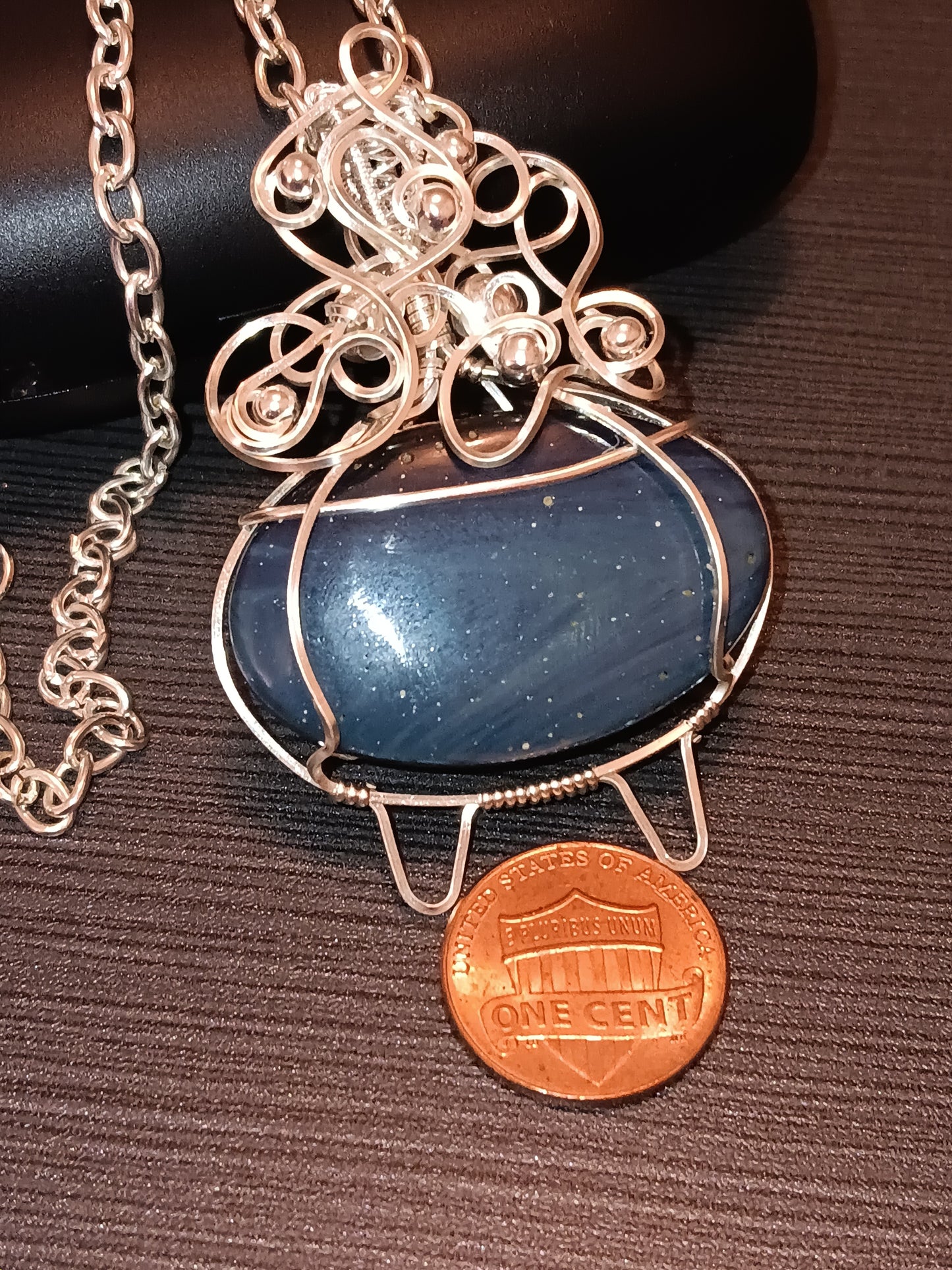 Blue Siber Agate Bubbling Cauldron Pendant