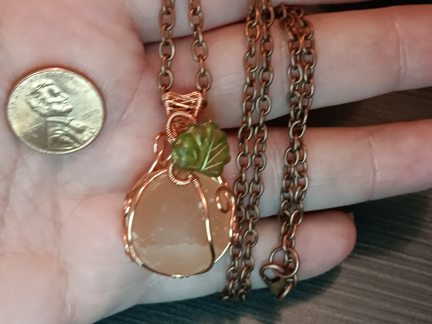 Orange Selenite Pumpkin Pendant