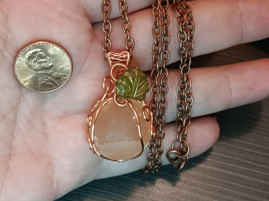 Orange Selenite Pumpkin Pendant