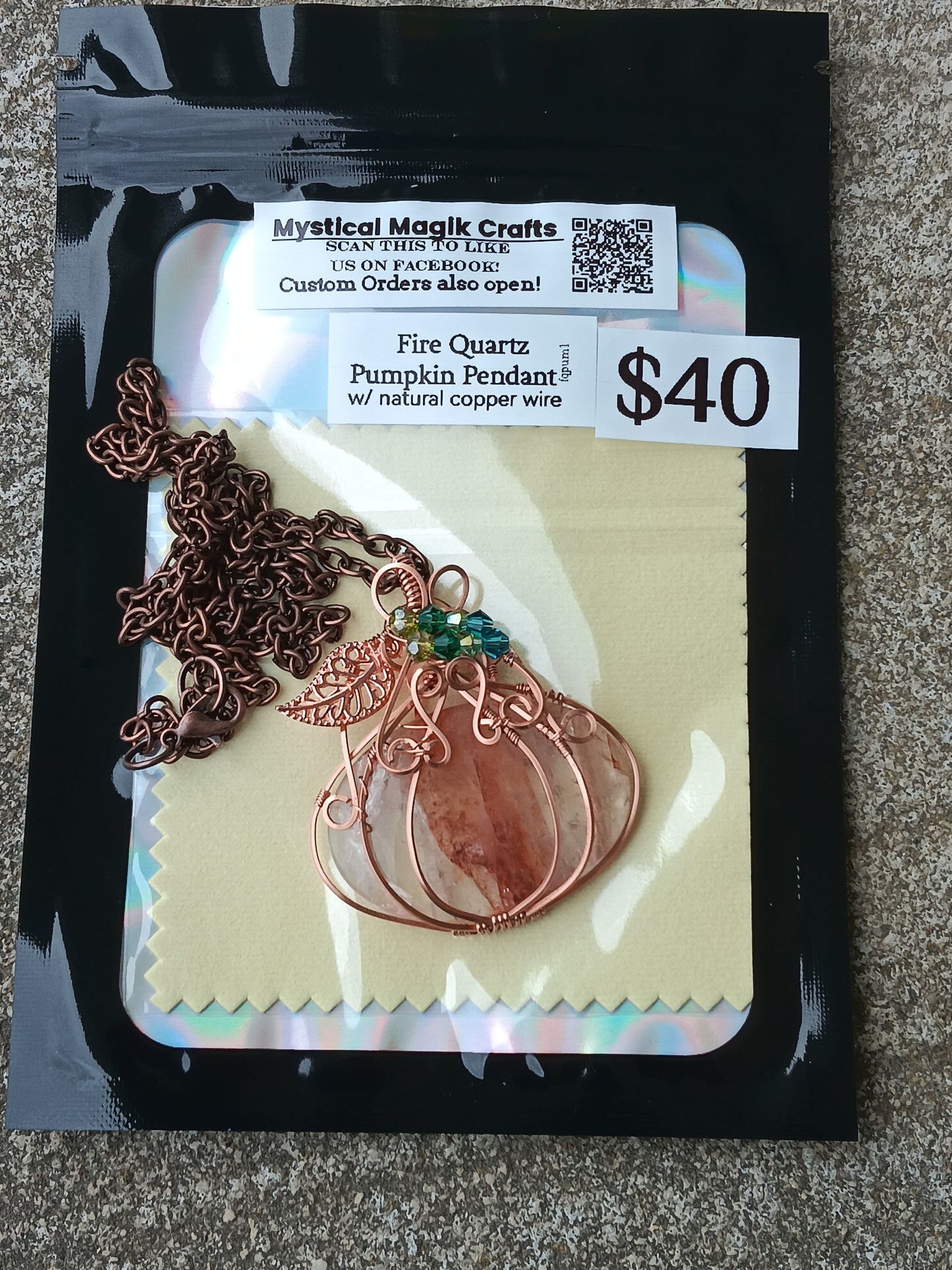 Fire Quartz Pumpkin Pendant