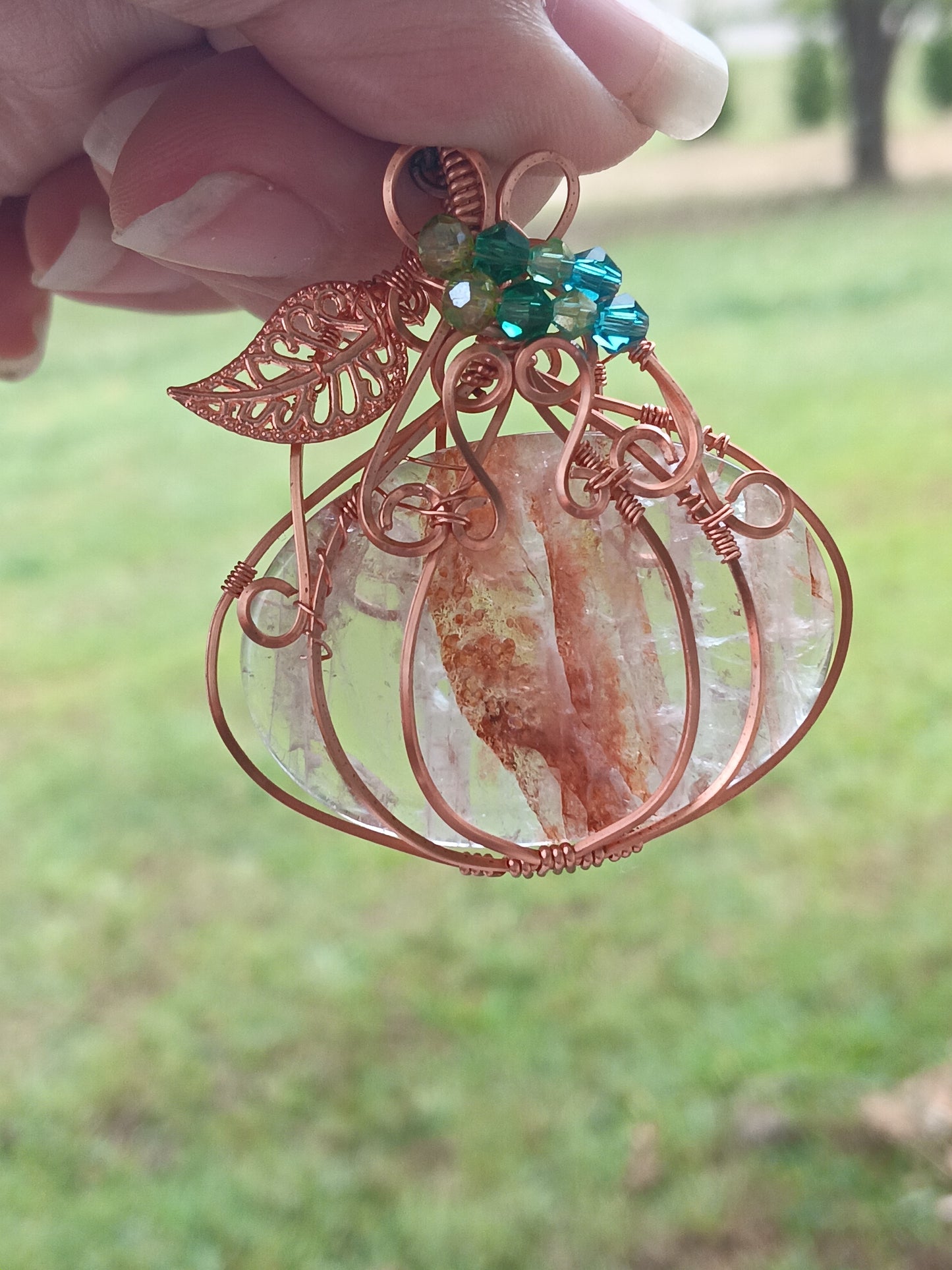 Fire Quartz Pumpkin Pendant