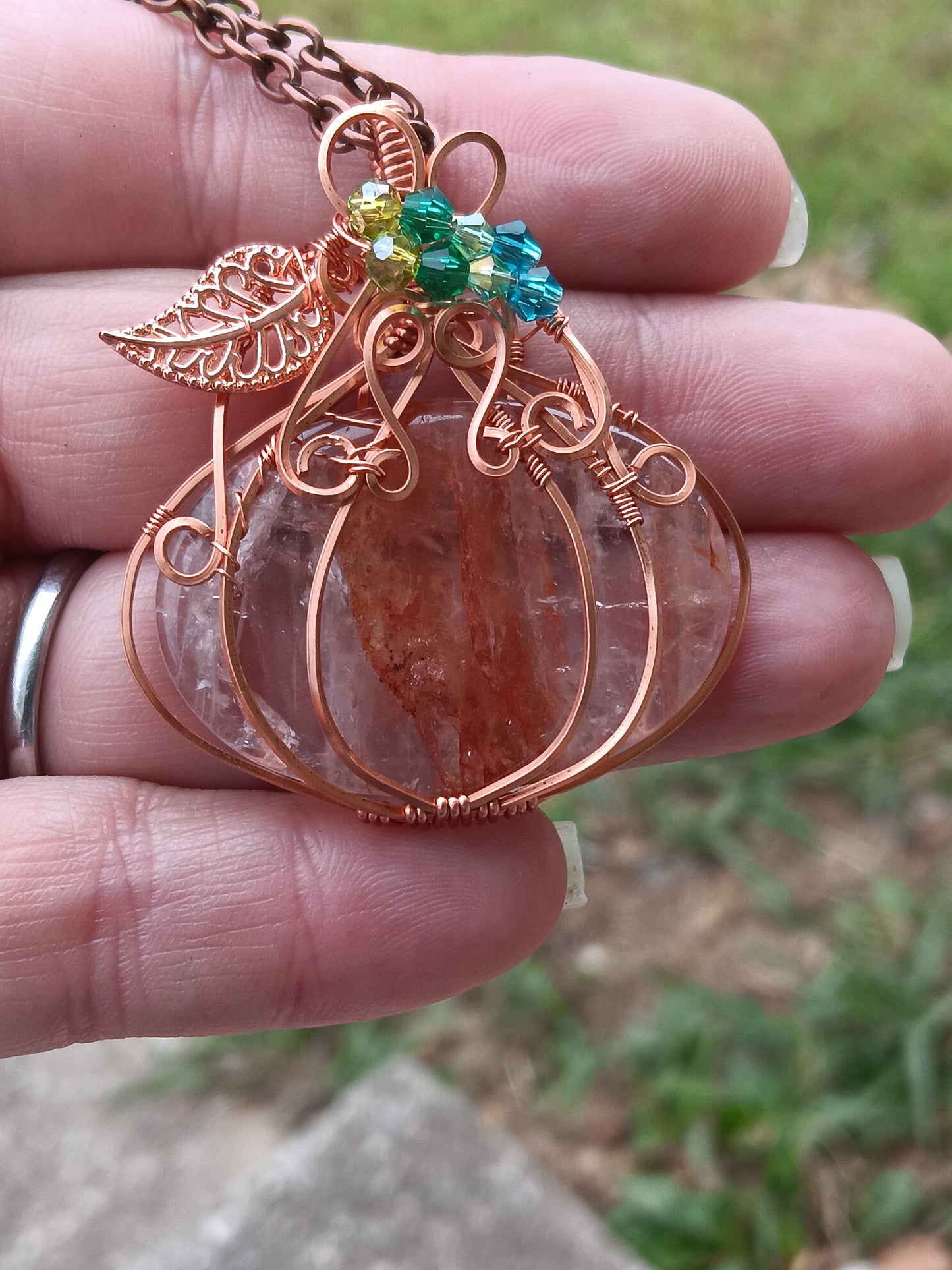 Fire Quartz Pumpkin Pendant