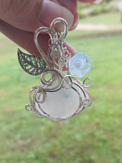 Rainbow Moonstone and Ethiopian Opal Pumpkin Pendant