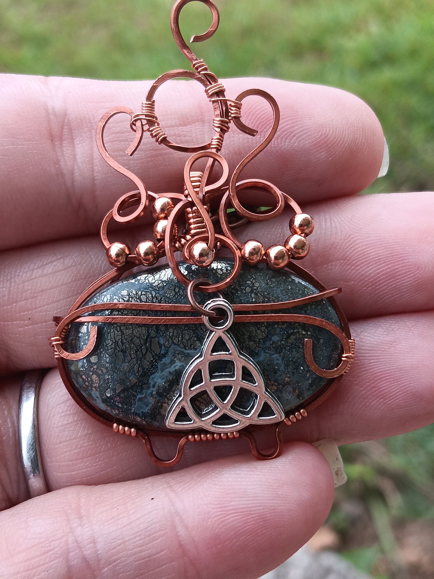 Marcisite Triquetra Cauldron Pendant