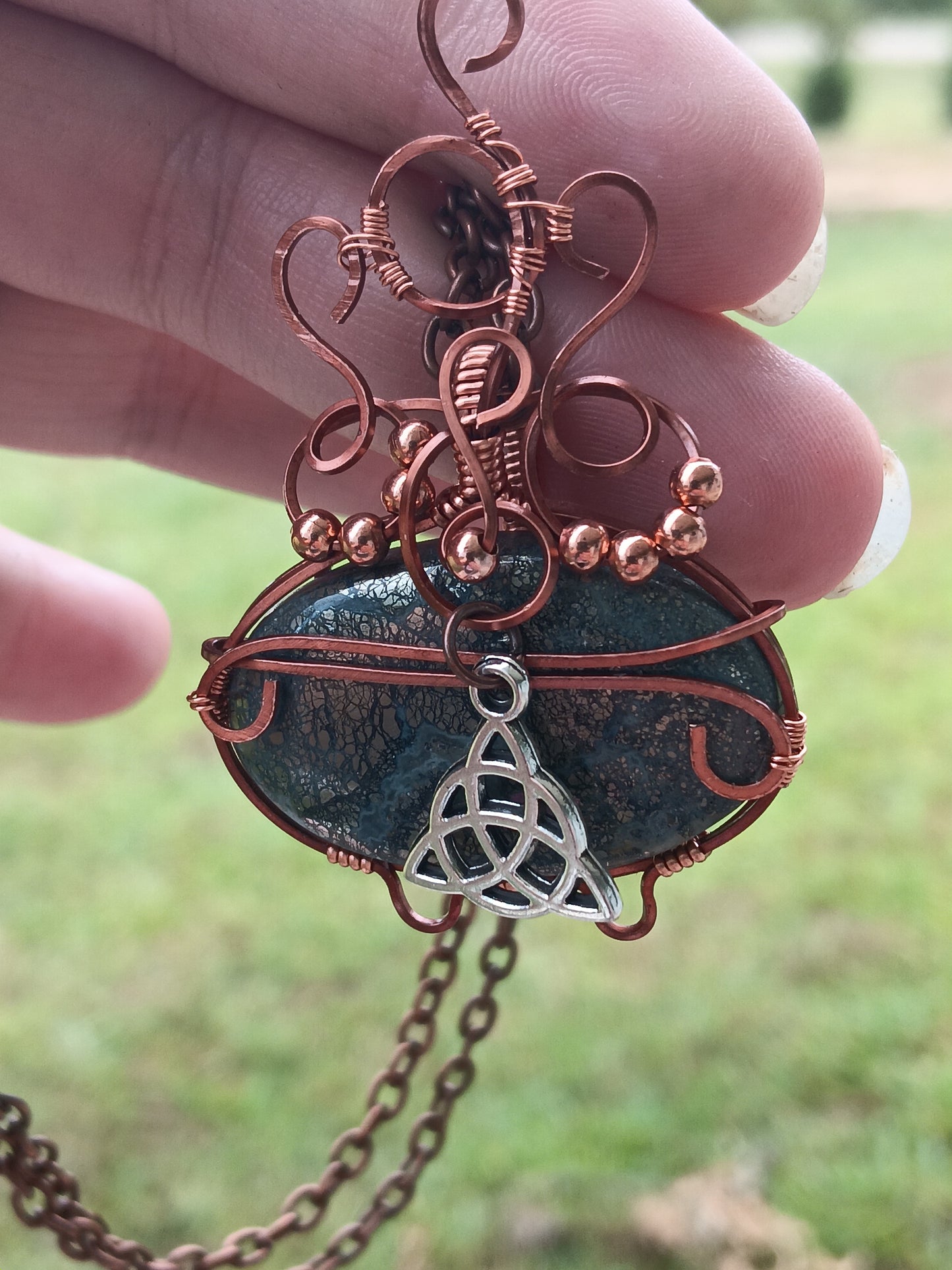 Marcisite Triquetra Cauldron Pendant