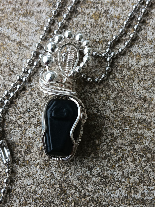 Mini Black Onyx Coffin Pendant