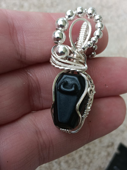 Mini Black Onyx Coffin Pendant