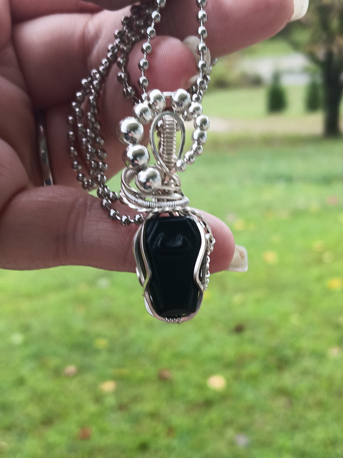 Mini Black Onyx Coffin Pendant