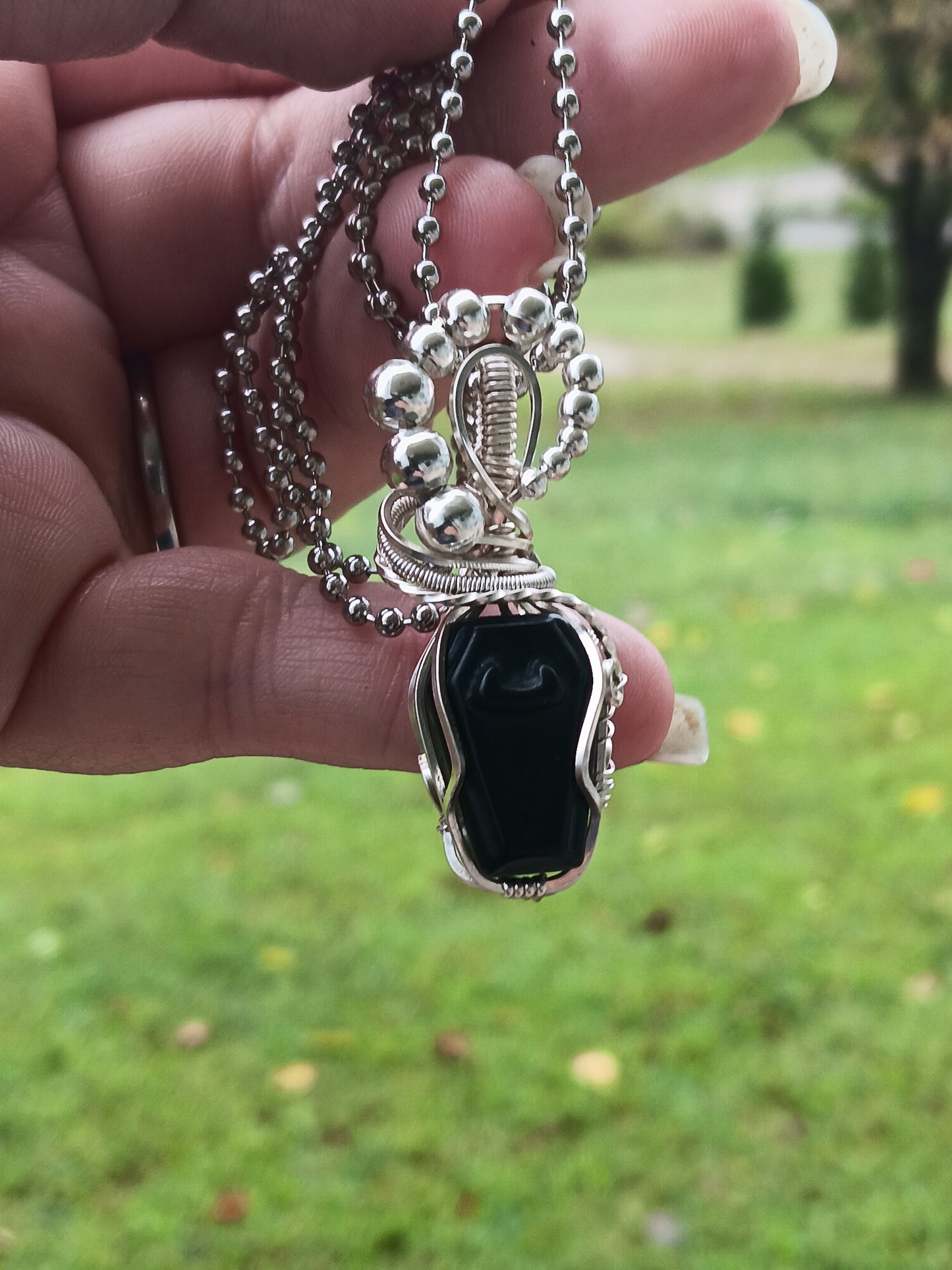 Mini Black Onyx Coffin Pendant