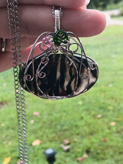 Zebra Agate Pumpkin Pendant