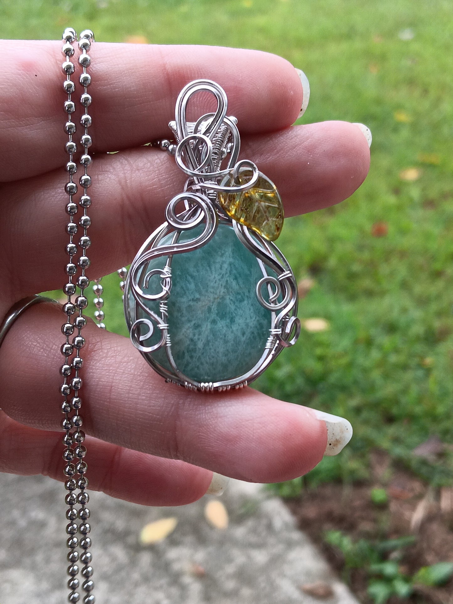 Amazonite Pumpkin Pendant