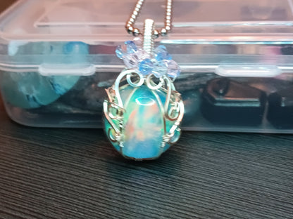 Aurora Opal Pumpkin Pendant