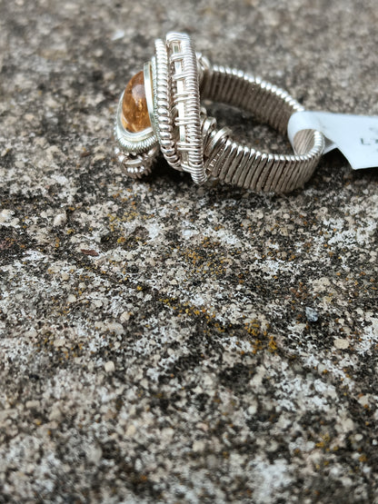 Eliana ring,  Citrine Silver Woven Ring size 7