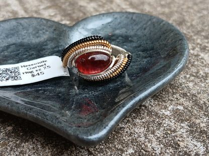 Harriet ring, Hessonite Garnet Mixed Metals Wire Ring size 7.5