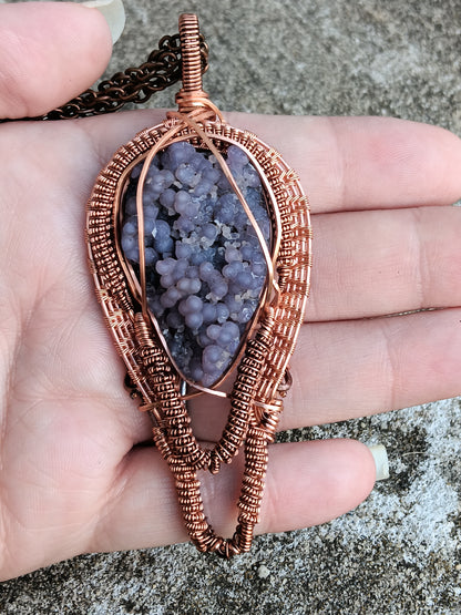 Grape Agate Woven Pendant