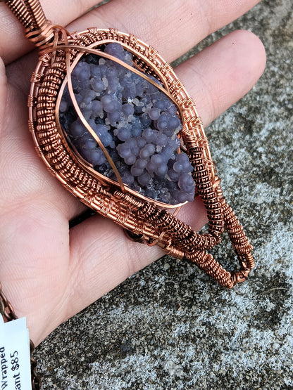 Grape Agate Woven Pendant