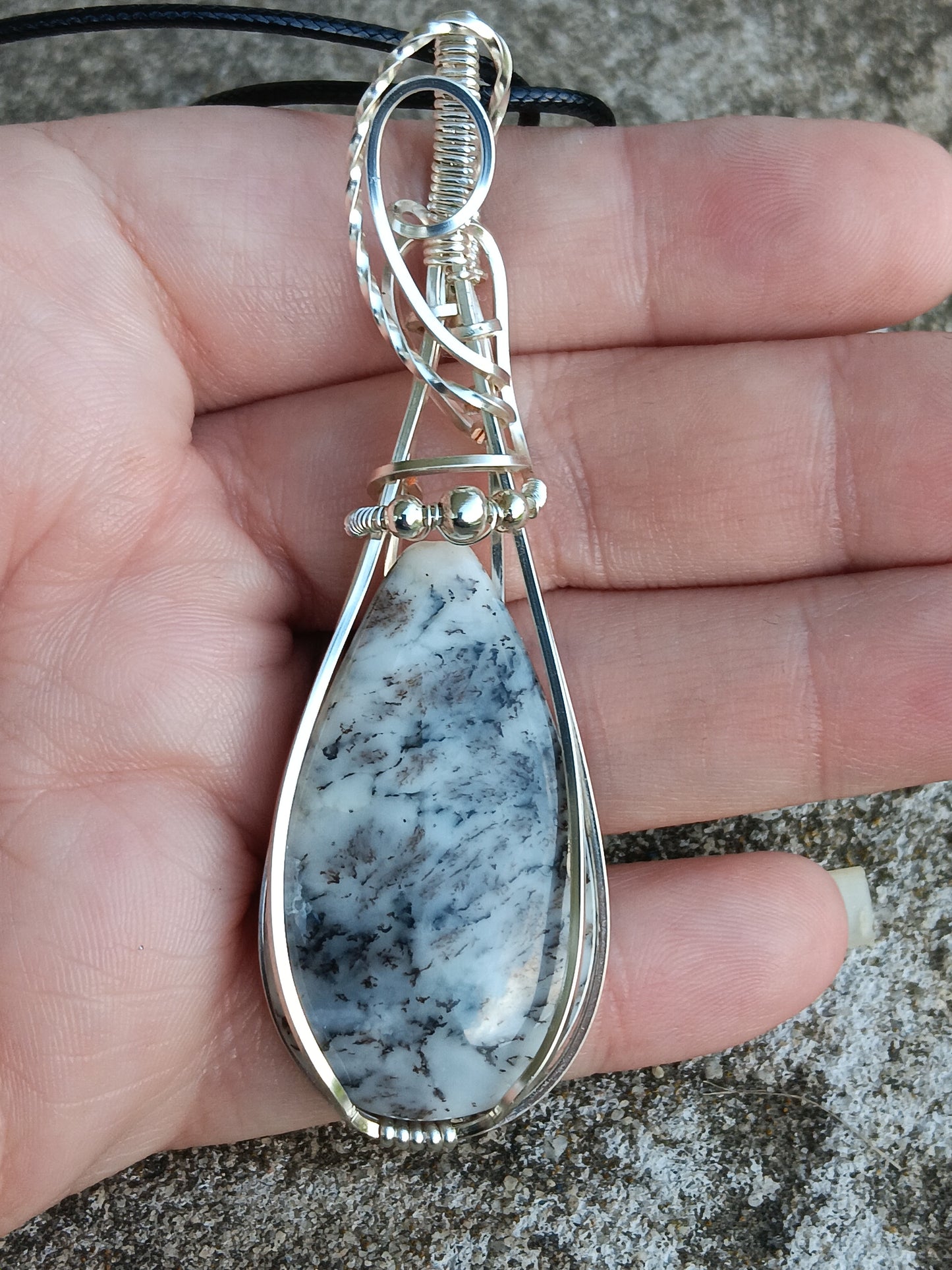 Dendritic Agate Silver Pendant