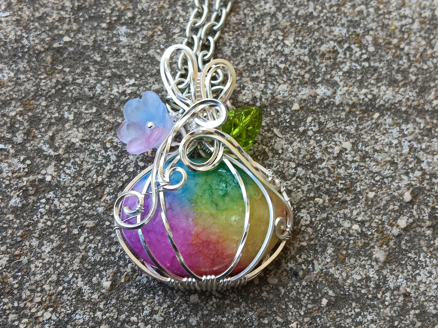 Rainbow Solar Quartz Pumpkin Pendant