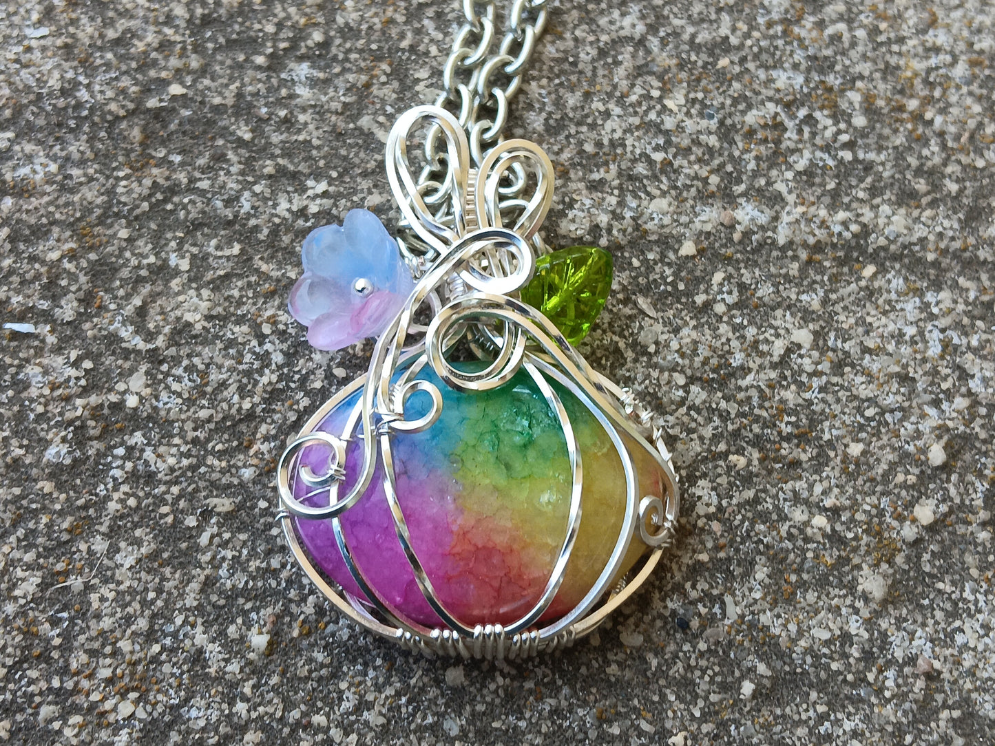 Rainbow Solar Quartz Pumpkin Pendant