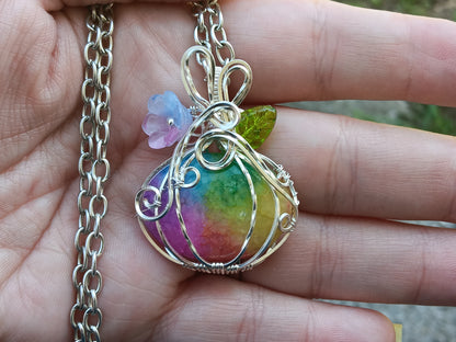 Rainbow Solar Quartz Pumpkin Pendant