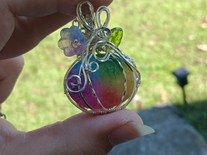 Rainbow Solar Quartz Pumpkin Pendant