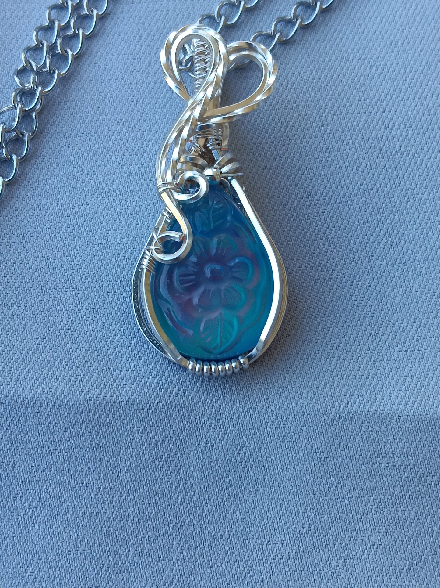 Flower Aurora Opal Silver Pendant