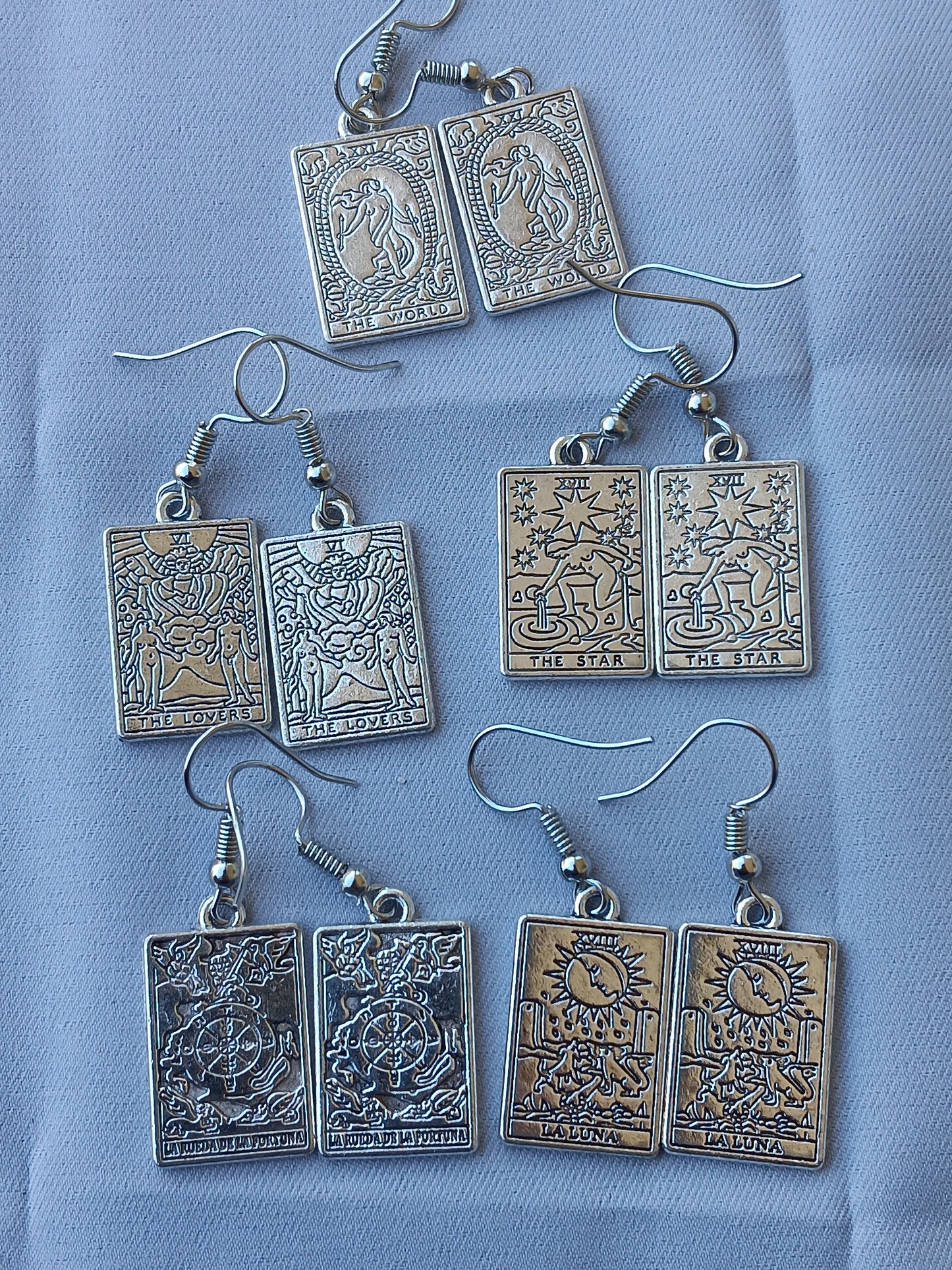 Silver Tarot Card Charm Earrings