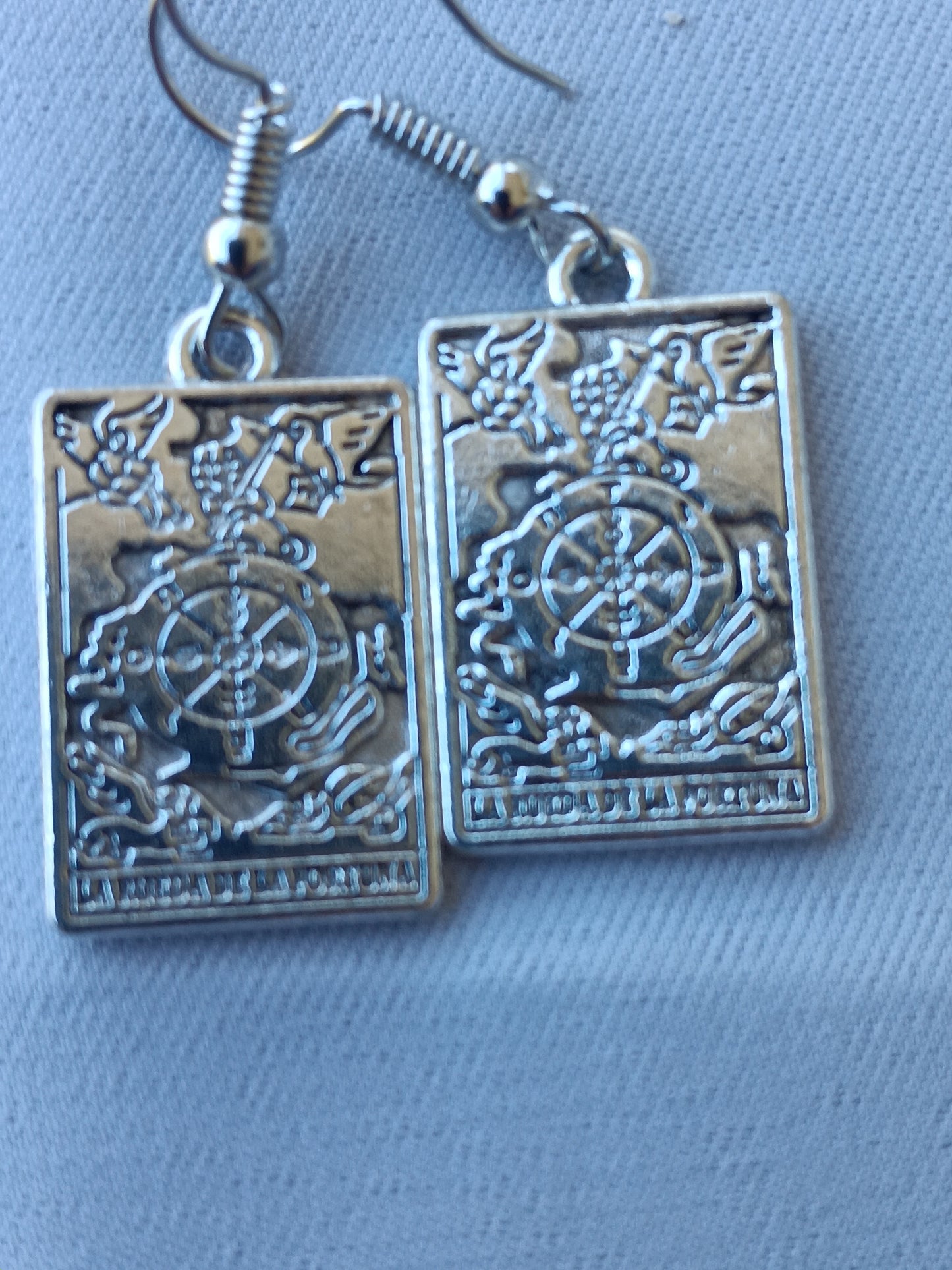 Silver Tarot Card Charm Earrings