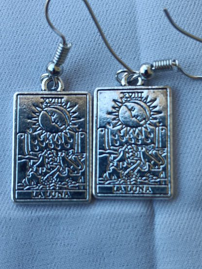 Silver Tarot Card Charm Earrings