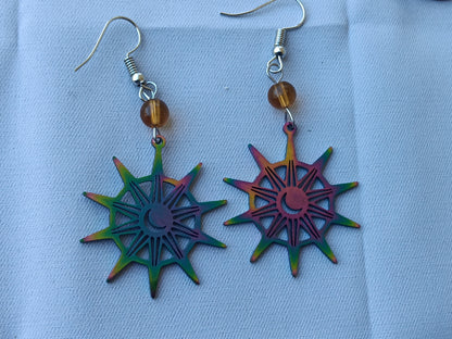 Rainbow Charm Beaded Dangle Earrings