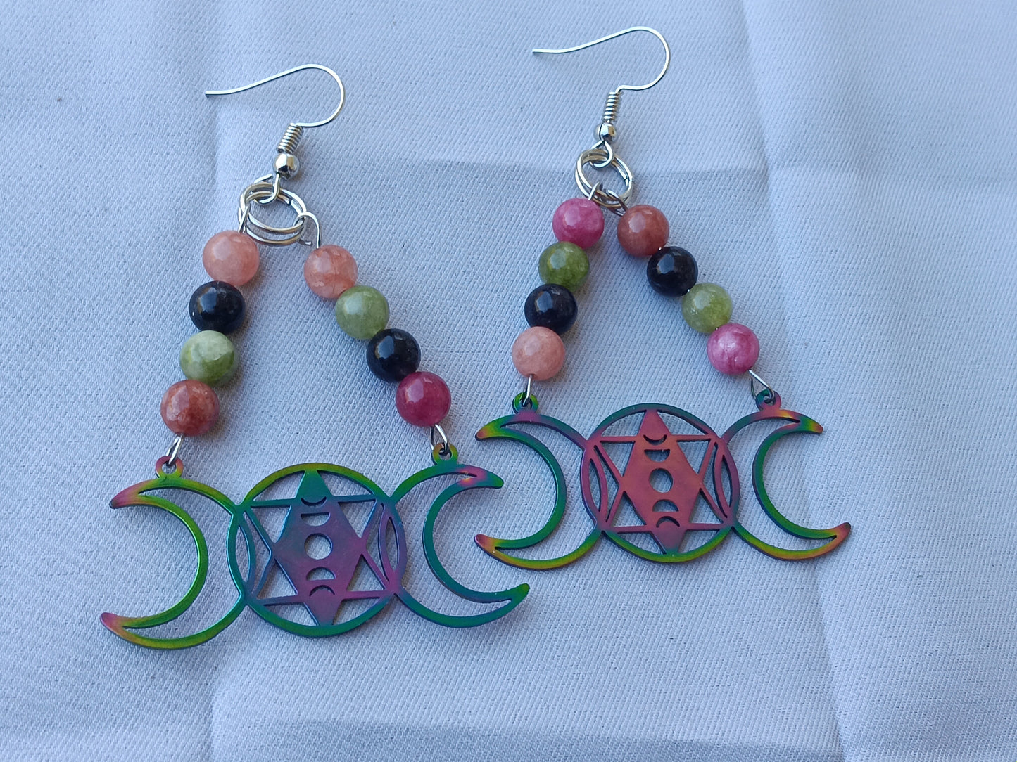 Rainbow Charm Beaded Dangle Earrings