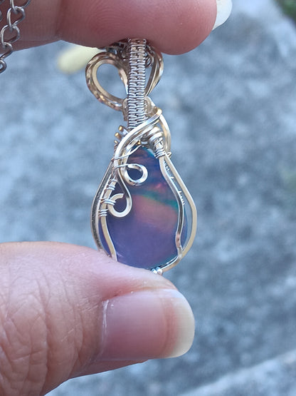 Flower Aurora Opal Silver Pendant