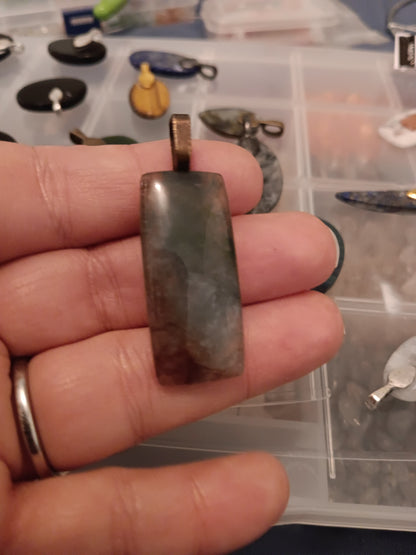 Moss Agate Simple Bail Pendant