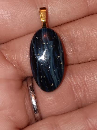 Blue Siber Agate Simple Bail Pendant