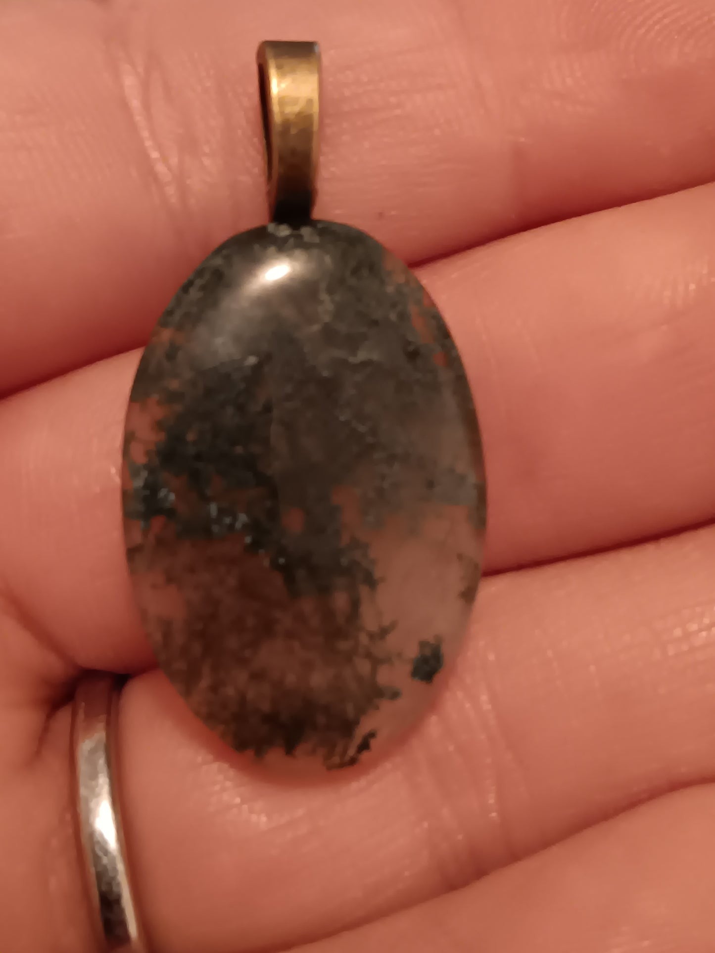 Moss Agate Simple Bail Pendant