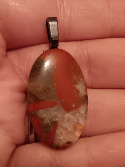 Red Jasper w/ Quartz Simple Bail Pendant