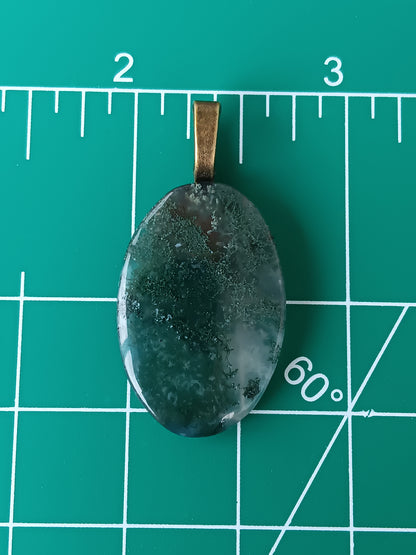 Moss Agate Simple Bail Pendant