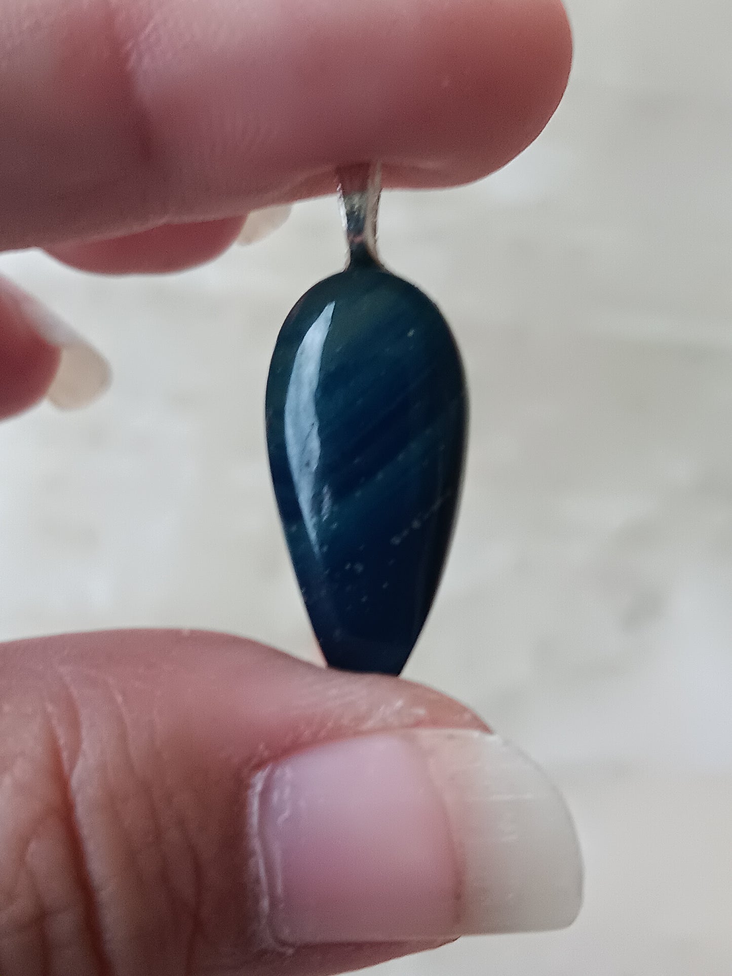 Blue Siber Agate Simple Bail Pendant