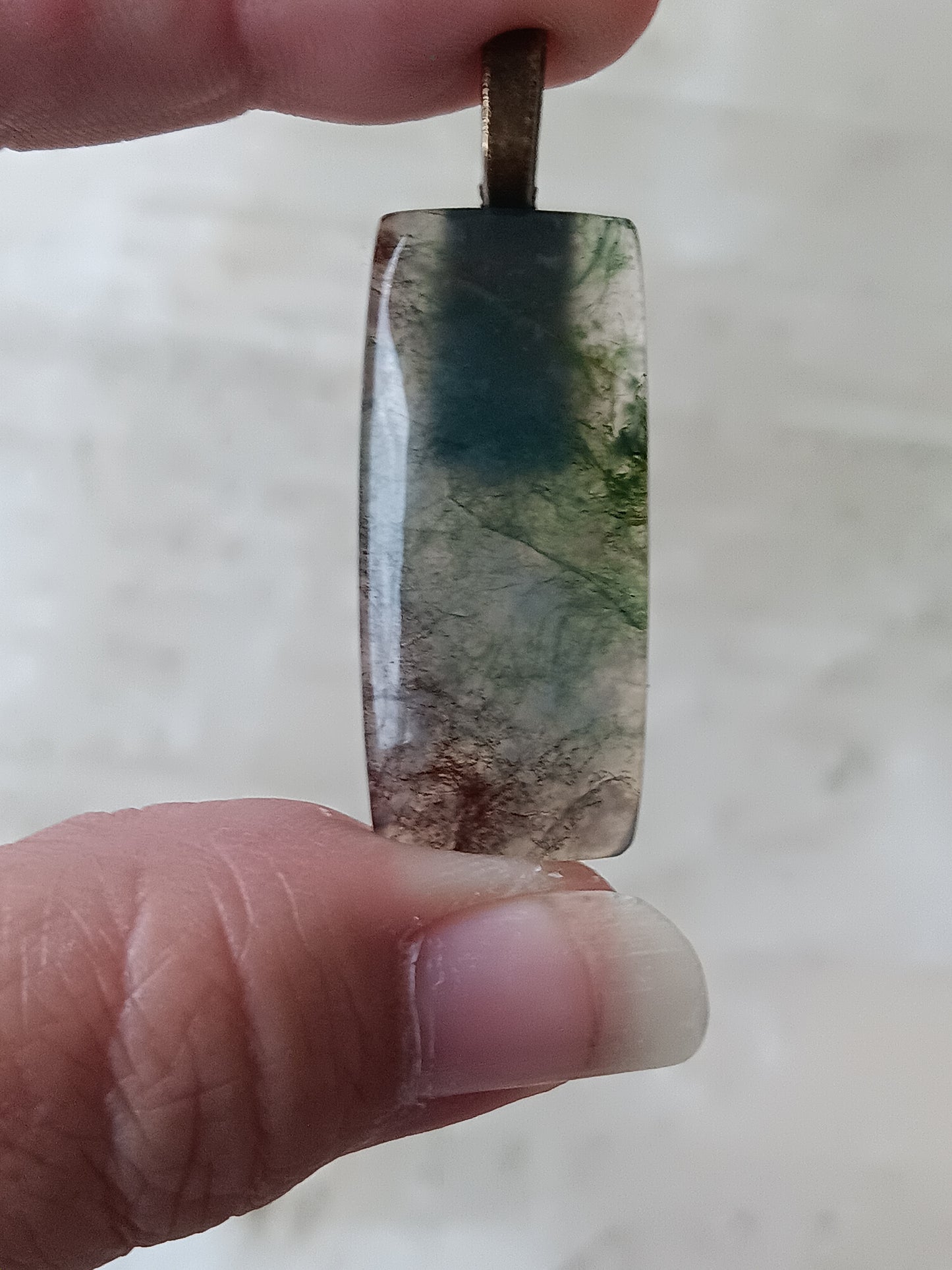 Moss Agate Simple Bail Pendant