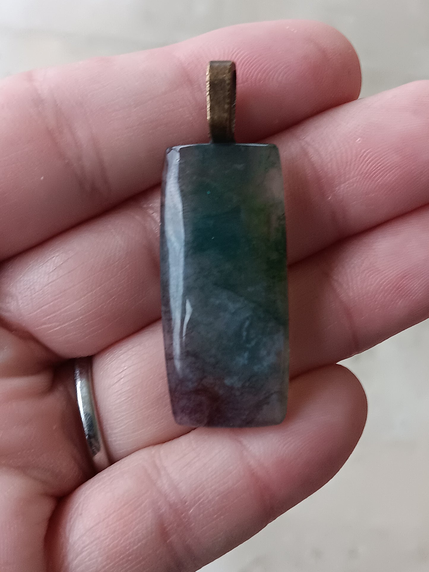 Moss Agate Simple Bail Pendant