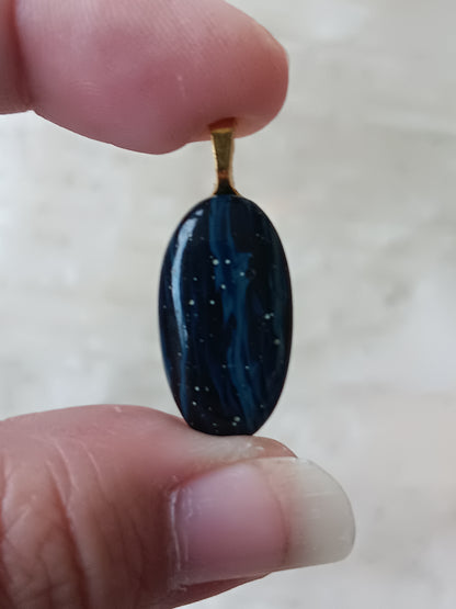 Blue Siber Agate Simple Bail Pendant