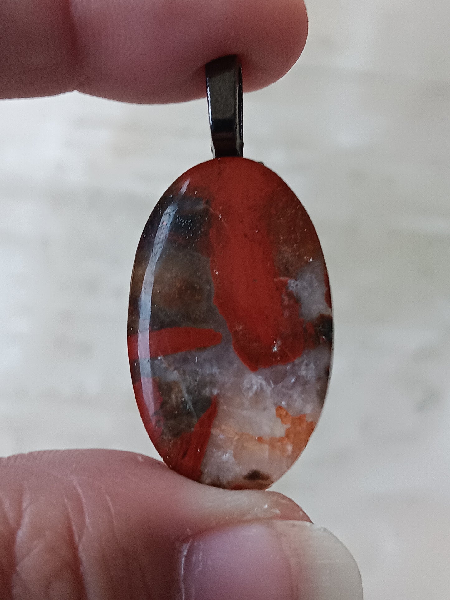 Red Jasper w/ Quartz Simple Bail Pendant