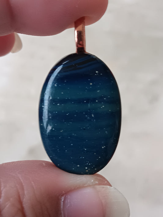 Blue Siber Agate Simple Bail Pendant