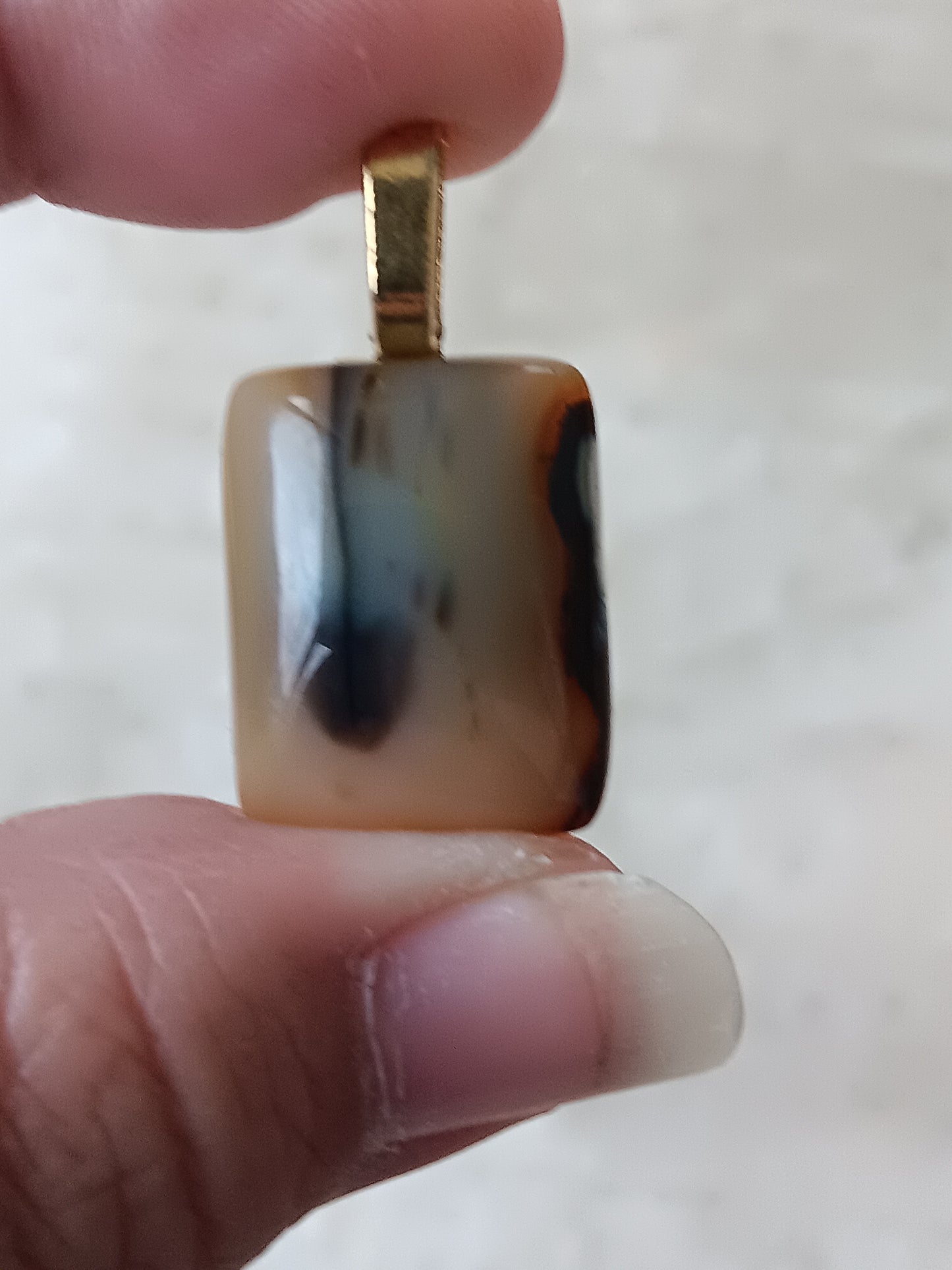 Square Botswana Agate Simple Bail Pendant