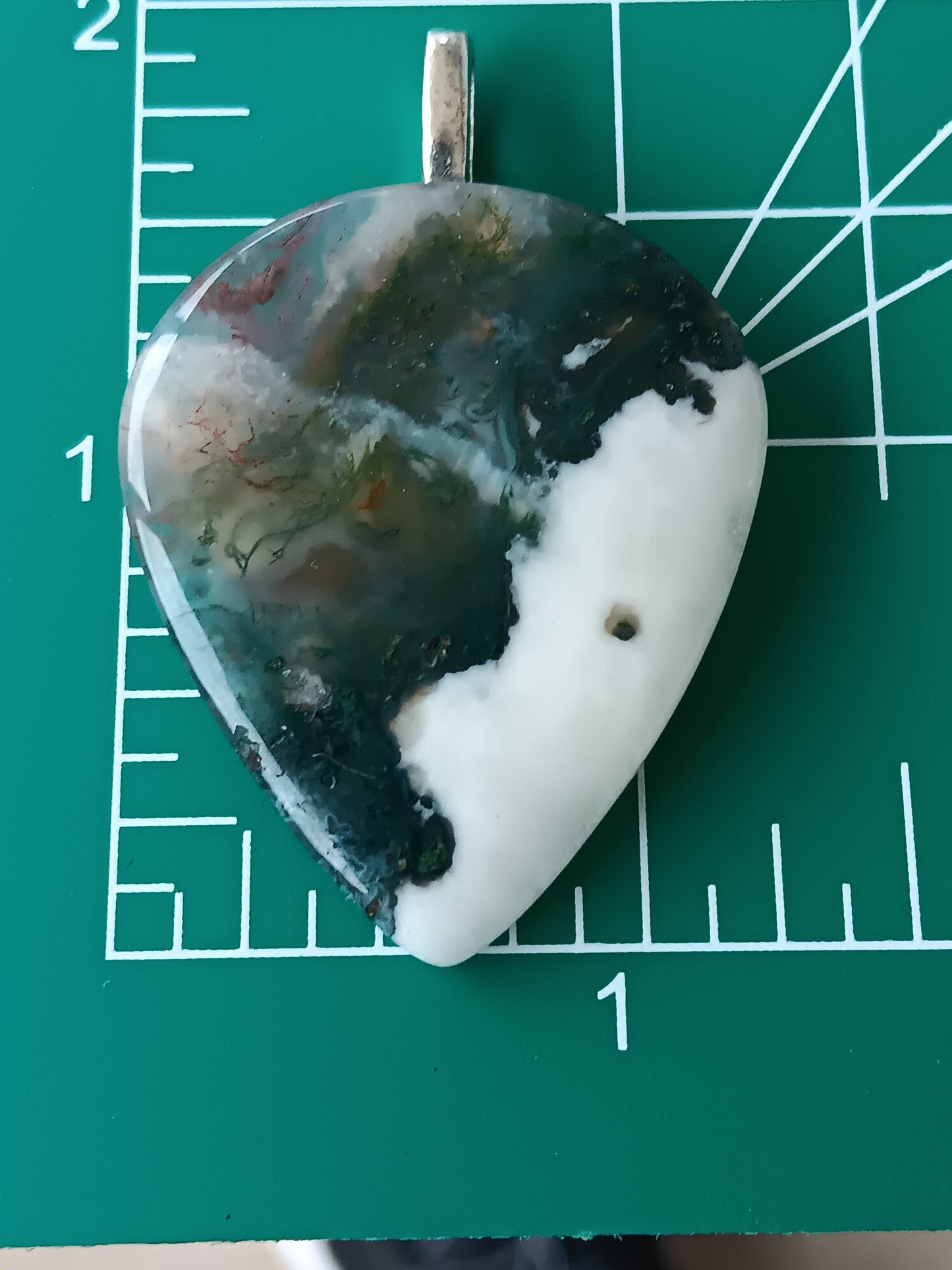 Moss Agate Teardrop Simple Bail Pendant