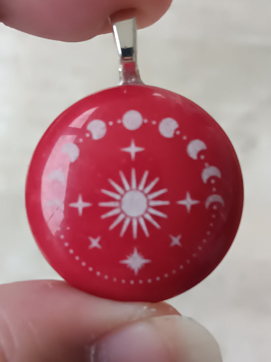 Jade Red Moon Phase Simple Bail Pendant