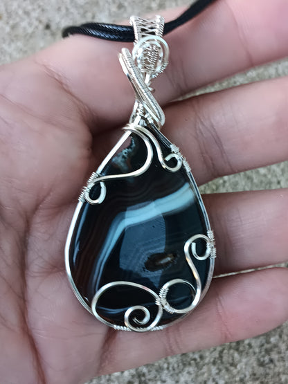 Black Banded Agate Pendant