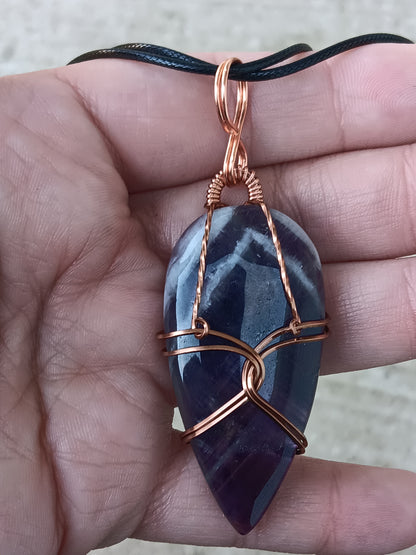 Chevron Amethyst Teardrop Pendant