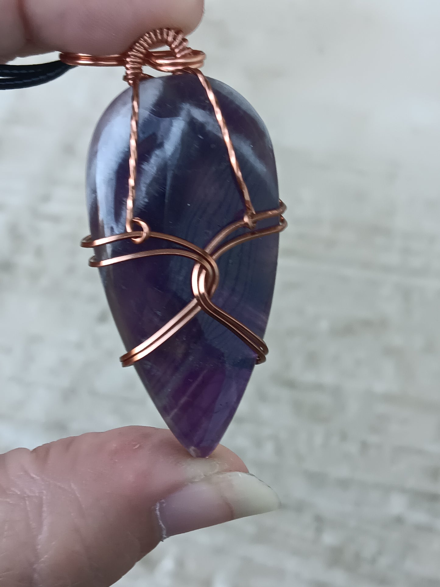 Chevron Amethyst Teardrop Pendant